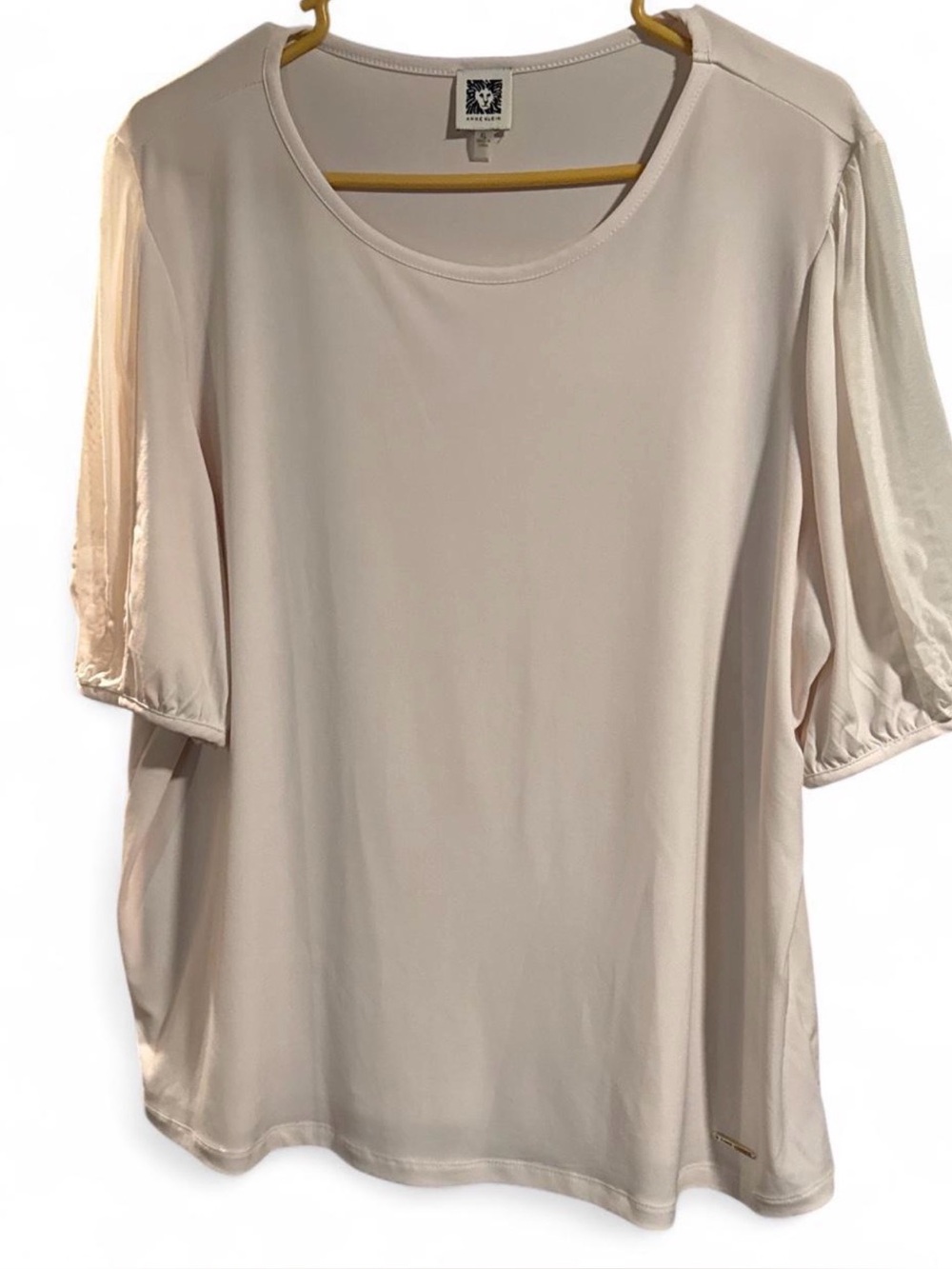 Anne Klein light, pink Short Sleeve Scoop Neck Top